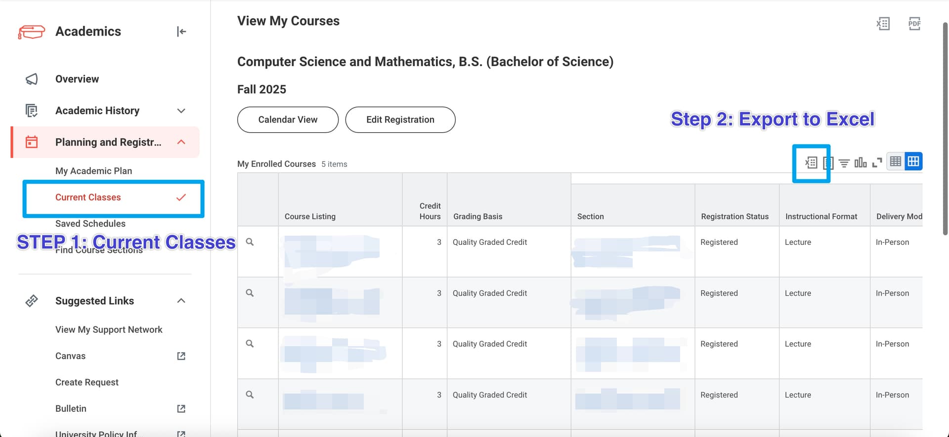 Visual guide for exporting from Workday
